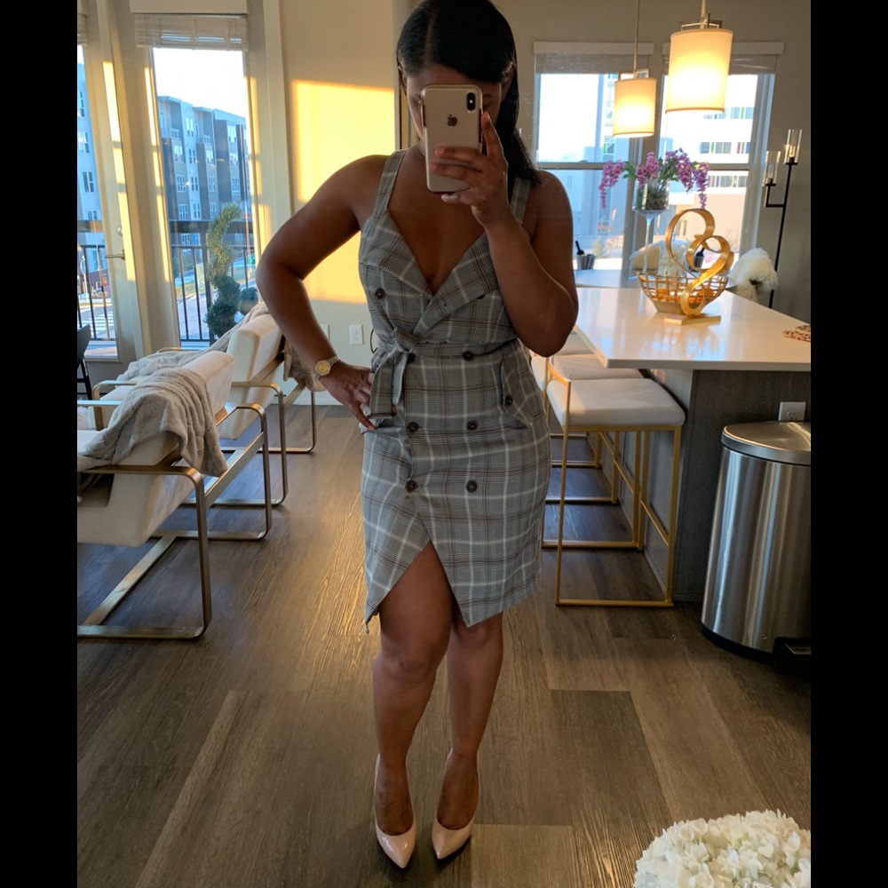 Plaid button down dress